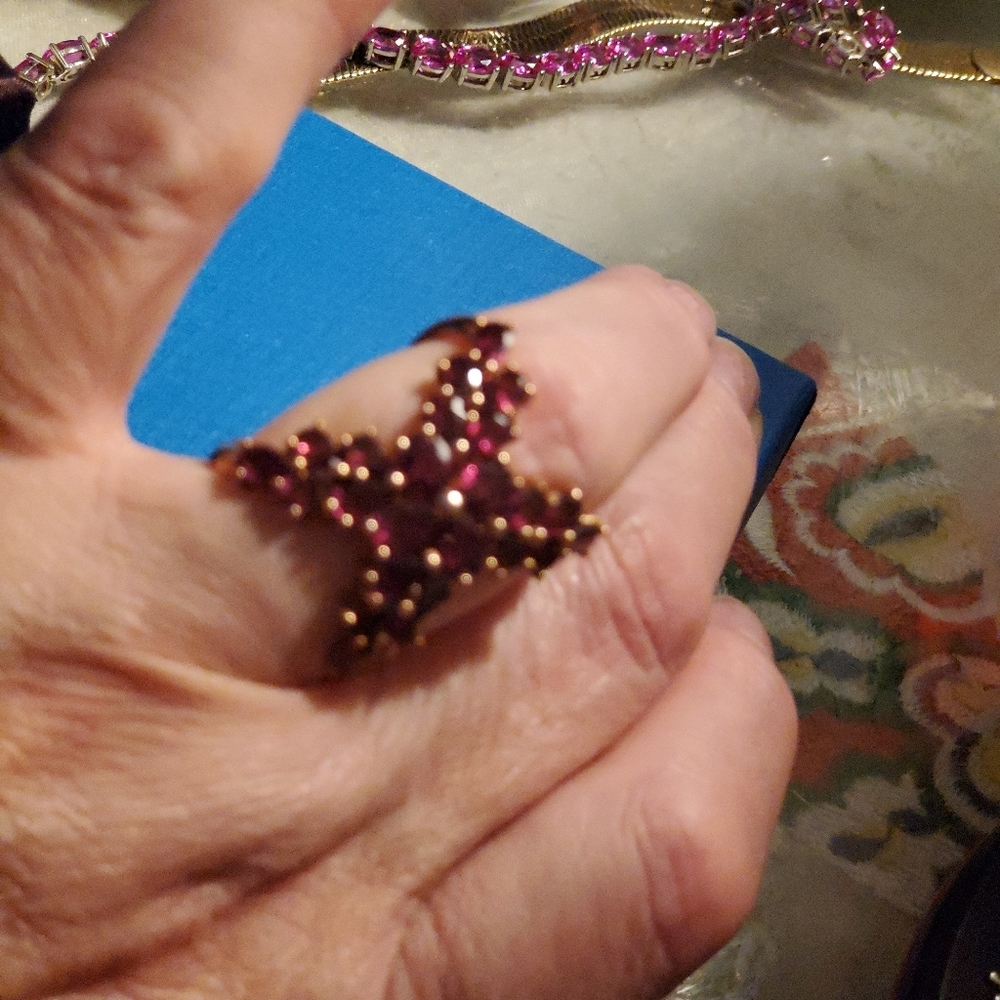 Womens size 9 x ring purple stones DK 925 stamped